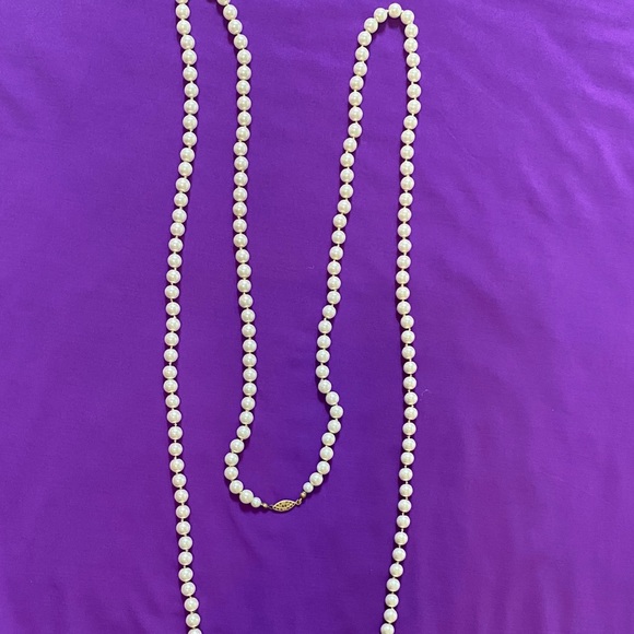 Macy's Jewelry Faux White Pearl Necklace Really Long Looks Real
